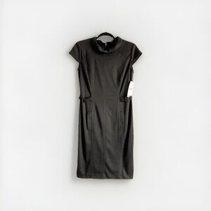 NWT Chetta B Black Short Sleeve Mock Neck Dress Size 6